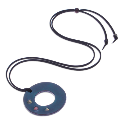 Achat-Anhänger-Halskette - Handgefertigte Achat- und Lederanhänger-Halskette aus Thailand