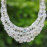 Glass beaded choker necklace, 'Crystallized Nights' - Glass Beaded Choker Necklace from Thailand
