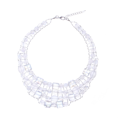 Glass beaded choker necklace, 'Crystallized Nights' - Glass Beaded Choker Necklace from Thailand