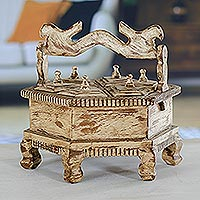 Wood decorative box, 'Timeless Treasure' - Teak Wood Decorative Box with Antique Finish from Thailand