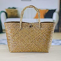 Handtasche aus Naturfaser, „Lovely Nature“ – Handtasche aus Naturfaser, handgewebt in Thailand