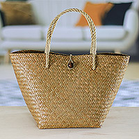 Natural fiber handbag, 'Modish Nature'