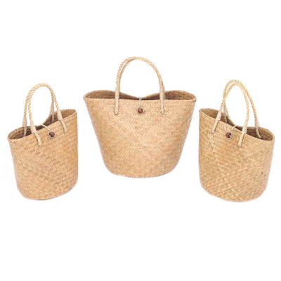 Bolso de mano de fibras naturales, (juego de 3) - Bolsos de Fibra Natural Hechos a Mano en Tailandia (Juego de 3)