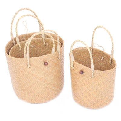 Natural fiber handbag, 'Krajood Style' (set of 3) - Natural Fiber Handbags Handmade in Thailand (Set of 3)