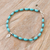 Howlite and jasper beaded anklet, 'Triangular Bloom in Blue' - Blue Howlite and Jasper Beaded Anklet with Silver Charm