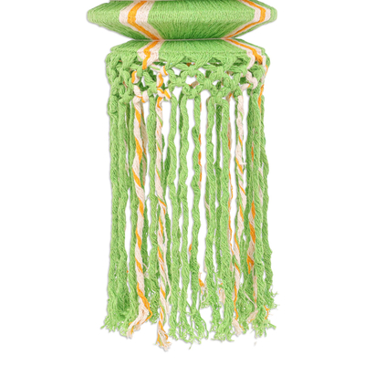 Cotton decorative hanging accessory, 'Green Awe' - Cotton Hanging Accessory from Thailand