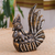 Wood sculpture, 'Mirror Chicken' - Hand-Carved Raintree Wood Chicken Sculpture with Glass