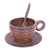 Kaffeeservice aus Holz, (3er-Set) - Handgeschnitztes Kaffeeservice aus gestreiftem Holz in Braun (3er-Set)
