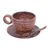 Kaffeeservice aus Holz, (3er-Set) - Handgeschnitztes Kaffeeservice aus gestreiftem Holz in Braun (3er-Set)