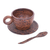 Wood coffee set, 'Striped Natural Reunion' (set of 3) - Hand-Carved Striped Wood Coffee Set in Brown (Set of 3)
