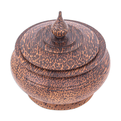 Caja decorativa de madera - Caja decorativa artesanal de madera de palmera palmira marrón