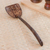 Cáscara de coco y espátula ranurada de madera - Espátula ranurada de madera y cáscara de coco hecha a mano con puntos