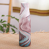 Wood decorative vase, 'Latte Purple' - Multicolored Wood Decorative Vase Handcrafted in Thailand