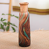 Wood decorative vase, 'Latte Brown' - Multicolored Wood Decorative Vase Handcrafted in Thailand