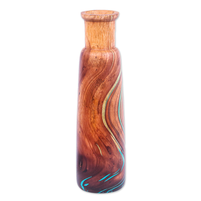 Wood decorative vase, 'Latte Brown' - Multicoloured Wood Decorative Vase Handcrafted in Thailand