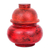 Wood decorative jar, 'Chinese Red' - Antiqued Red Wood Decorative Jar Handmade in Thailand