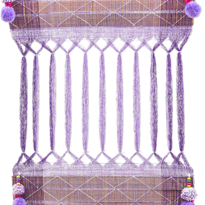 Tapiz de pared de algodón - Tapiz geométrico de algodón hecho a mano en tono azul violeta