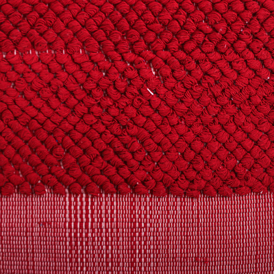 Cotton rug, 'Crimson Runway' (1.5x4.5) - Thai Handwoven Cotton Crimson Rug (1.5x4.5)