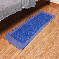 Cotton runner rug, 'Iris Runway' (1.5x4.5)