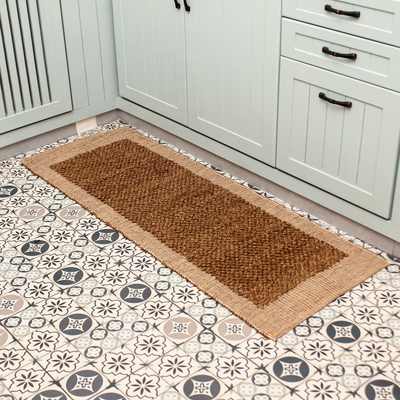 Cotton runner rug, 'Coffee Runway' (1.5x4.5) - Thai Handwoven Cotton Coffee Rug (1.5x4.5)