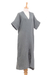 Cotton shift dress, 'Leisurely Grey' - Handcrafted Double-Layered Cotton Gauze Shift Dress in Grey
