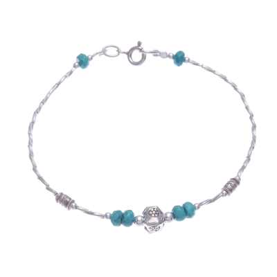 Thai Beaded Bracelet with Silver Pendant and Howlite Stones