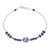 Lapis lazuli beaded pendant bracelet, 'Blue Hexagon' - Lapis Lazuli and Silver Beaded Bracelet with Hexagon Pendant thumbail