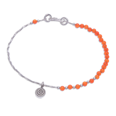 Beaded Bracelet with Hill Silver Charm and Carnelian Stones