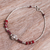 Quartz and garnet beaded pendant bracelet, 'Red Hexagon' - Quartz Garnet Silver Beaded Bracelet with Hexagon Pendant (image 2) thumbail