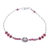 Quartz and garnet beaded pendant bracelet, 'Red Hexagon' - Quartz Garnet Silver Beaded Bracelet with Hexagon Pendant thumbail