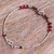 Quartz and garnet beaded pendant bracelet, 'Red Hexagon' - Quartz Garnet Silver Beaded Bracelet with Hexagon Pendant (image 2b) thumbail