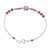 Quartz and garnet beaded pendant bracelet, 'Red Hexagon' - Quartz Garnet Silver Beaded Bracelet with Hexagon Pendant