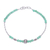 Quartz beaded charm bracelet, 'Round Beauty' - Thai Green Quartz & Silver Beaded Bracelet with Floral Charm thumbail