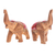 Holzskulpturen, (2er-Set) - Set aus 2 handgeschnitzten Elefantenskulpturen aus Holz mit rotem Farbton