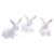 Figuras de cerámica, (juego de 3) - Set de 3 Figuras de Conejos de Cerámica en Tonos Rosas y Azules