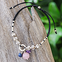 Multi-gemstone beaded pendant bracelet, 'Wonderful Day' - Thai Handcrafted Multi-Gemstone Beaded Pendant Bracelet
