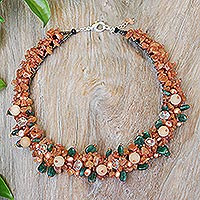Multi-gemstone beaded necklace, 'Orange Paradise' - Handcrafted Multi-Gemstone Orange Beaded Necklace