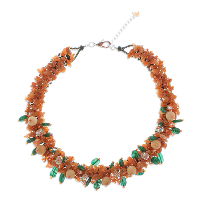Collar con cuentas de piedras preciosas múltiples - Collar artesanal con múltiples piedras preciosas naranjas