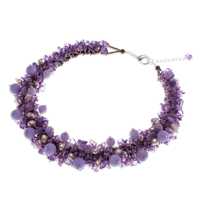 Multi-gemstone beaded necklace, 'Purple Paradise' - Handcrafted Multi-Gemstone Purple Beaded Necklace