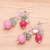 Multi-gemstone dangle earrings, 'Pink Paradise' - Handcrafted Multi-Gemstone Pink Dangle Earrings (image 2) thumbail
