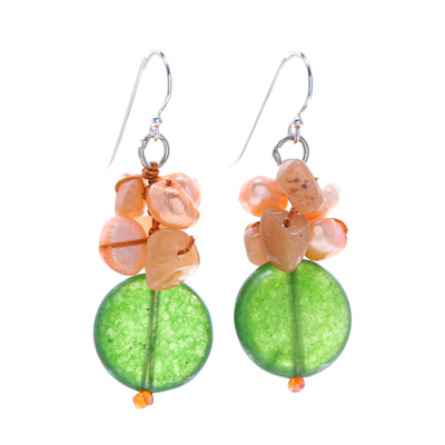 Multi-gemstone dangle earrings, 'Orange Paradise' - Handcrafted Multi-Gemstone Orange Dangle Earrings