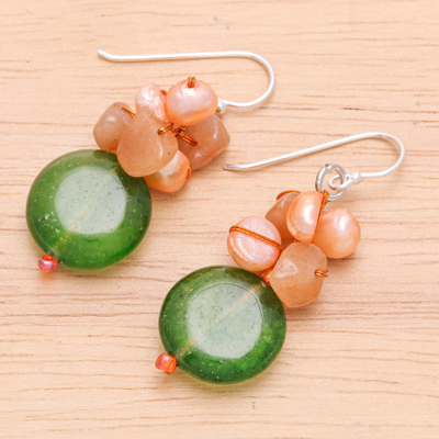 Multi-gemstone dangle earrings, 'Orange Paradise' - Handcrafted Multi-Gemstone Orange Dangle Earrings