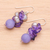 Multi-gemstone dangle earrings, 'Purple Paradise' - Handcrafted Multi-Gemstone Purple Dangle Earrings (image 2b) thumbail