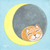 'Ginger Cat and Lunar Eclipse' - Acrylic on Canvas Cat and Moon Naif Painting from Thailand