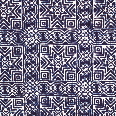 Mantel Redondo de Algodón Azul con Elefantes Batik - círculo sabio