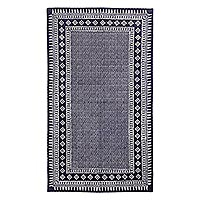 Cotton batik tablecloth, 'Diamond Ceremony' - Cotton Batik Tablecloth with Geometric Motifs in Blue