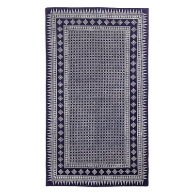 Mantel batik de algodón - Mantel Batik de algodón con motivos geométricos en azul