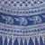 Cotton batik tablecloth, 'Wise Circle' - Blue Round Cotton Tablecloth with Batik Elephants