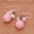 Quartz and cultured pearl dangle earrings, 'Pink Summer' - Pink Quartz and Pearl Dangle Earrings Crafted in Thailand