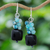 Pendientes colgantes con múltiples piedras preciosas - Pendientes colgantes de piedras preciosas múltiples azules y negras de Tailandia